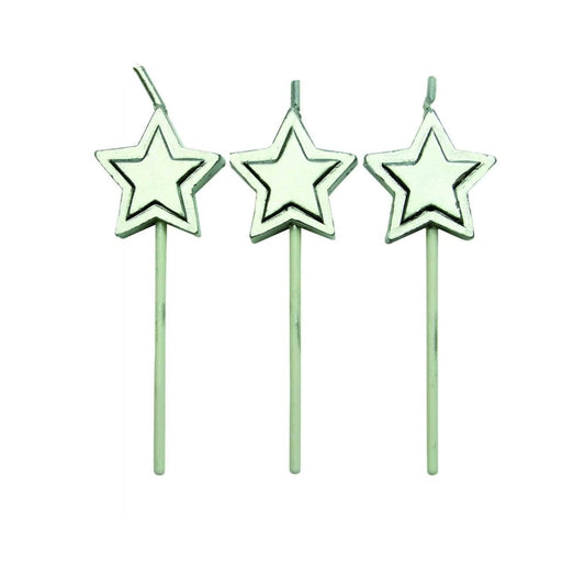 PME - Silver Star Candles - Set of 8