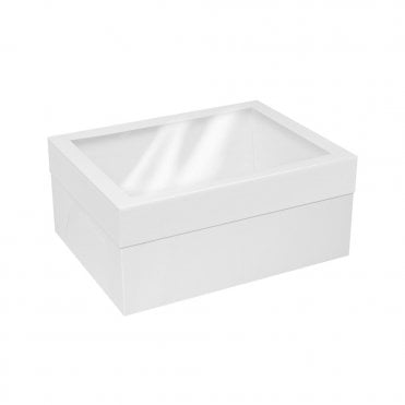 Rectangle Oblong Extra Deep White Cake Box with Window