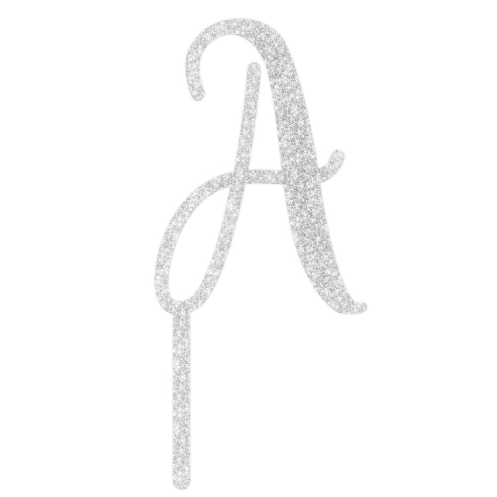 MAKE A WISH - Silver Glitter Alphabet Acrylic Cake Topper