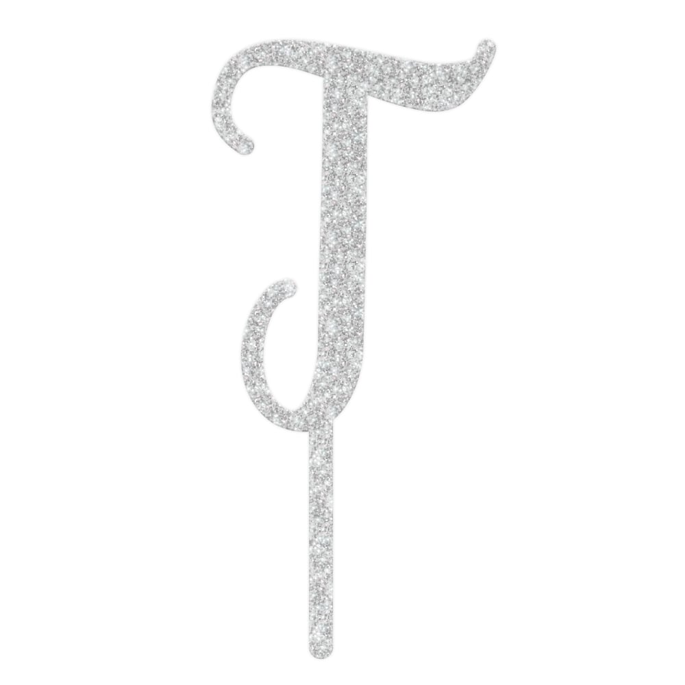 MAKE A WISH - Silver Glitter Alphabet Acrylic Cake Topper