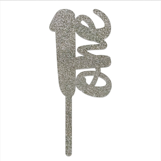 MAKE A WISH Silver Glitter - Number Acrylic Topper