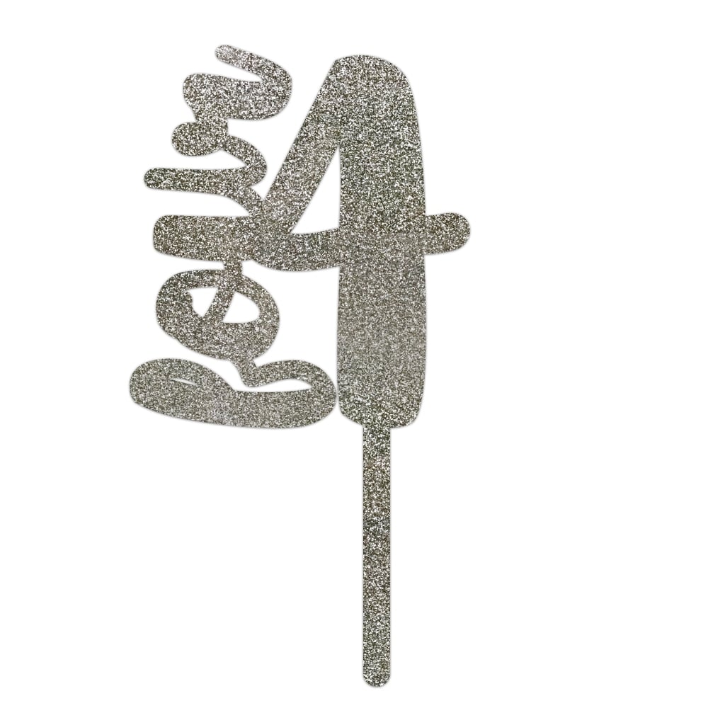 MAKE A WISH Silver Glitter - Number Acrylic Topper