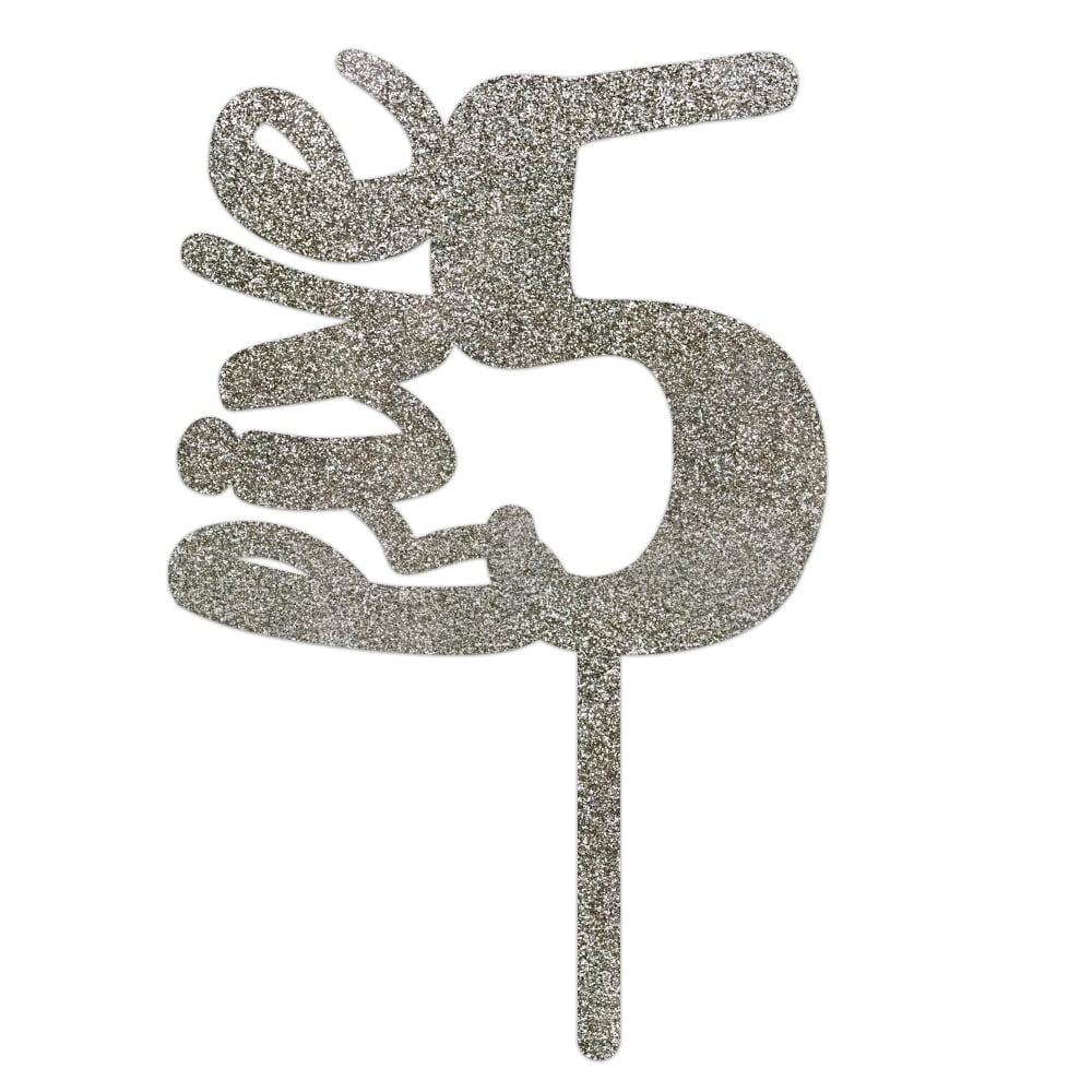 MAKE A WISH Silver Glitter - Number Acrylic Topper