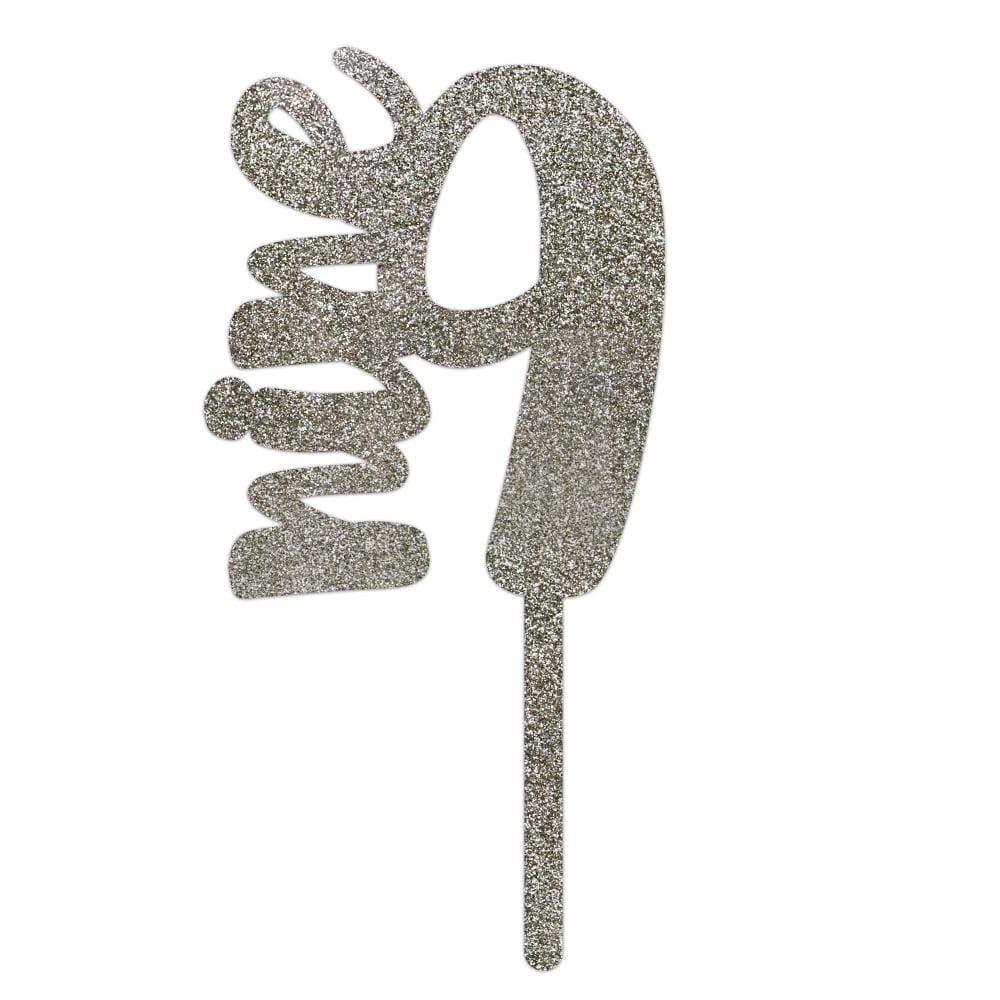 MAKE A WISH Silver Glitter - Number Acrylic Topper