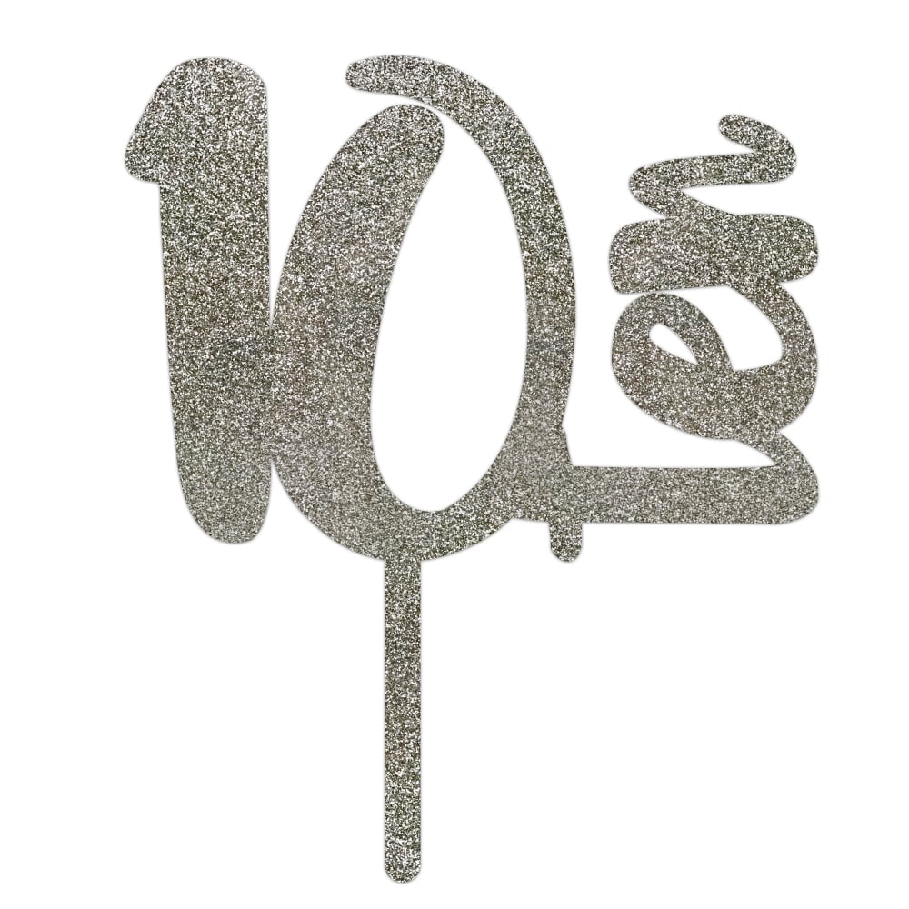 MAKE A WISH Silver Glitter - Number Acrylic Topper