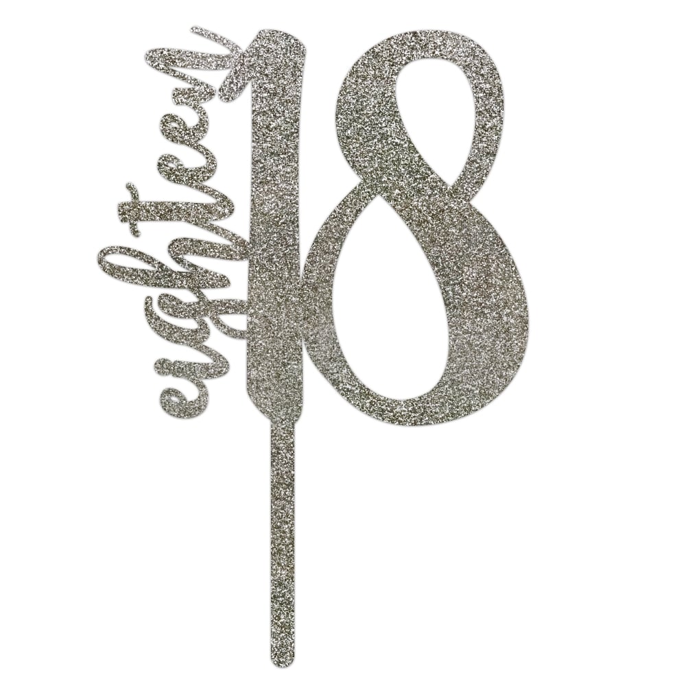 MAKE A WISH Silver Glitter - Number Acrylic Topper