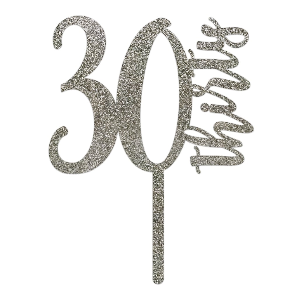 MAKE A WISH Silver Glitter - Number Acrylic Topper