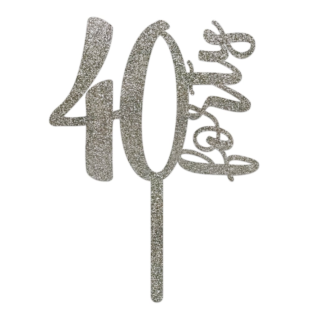 MAKE A WISH Silver Glitter - Number Acrylic Topper