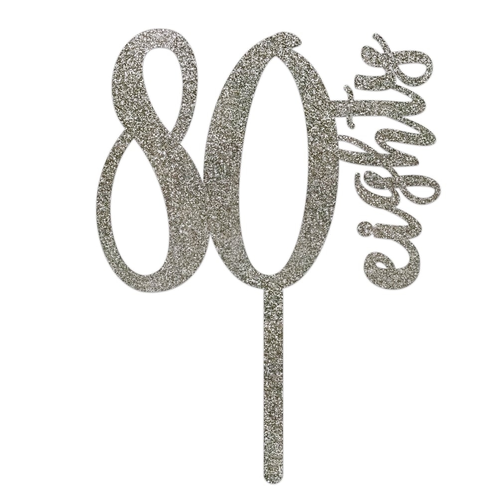 MAKE A WISH Silver Glitter - Number Acrylic Topper