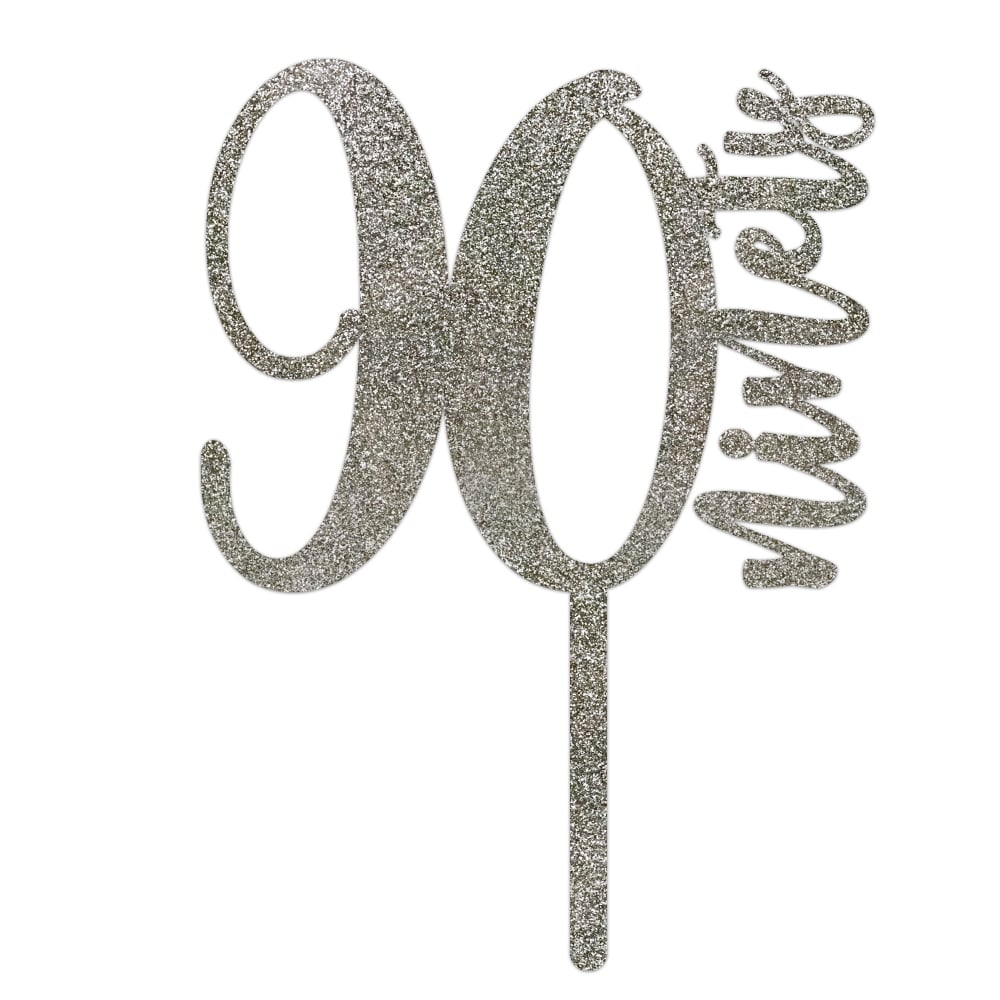 MAKE A WISH Silver Glitter - Number Acrylic Topper