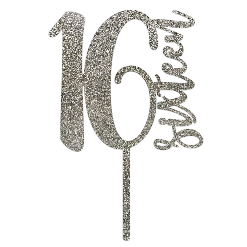 MAKE A WISH Silver Glitter - Number Acrylic Topper