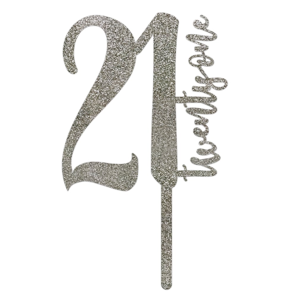 MAKE A WISH Silver Glitter - Number Acrylic Topper