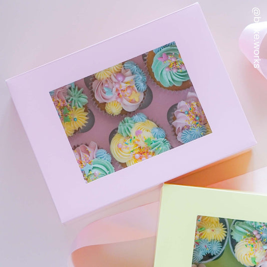 4" Deep Baby Pink Luxury Cupcake Box - Holds 6