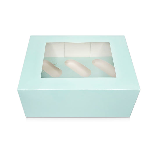 4" Deep Duck Egg Blue Luxury Cupcake Box - Holds 6