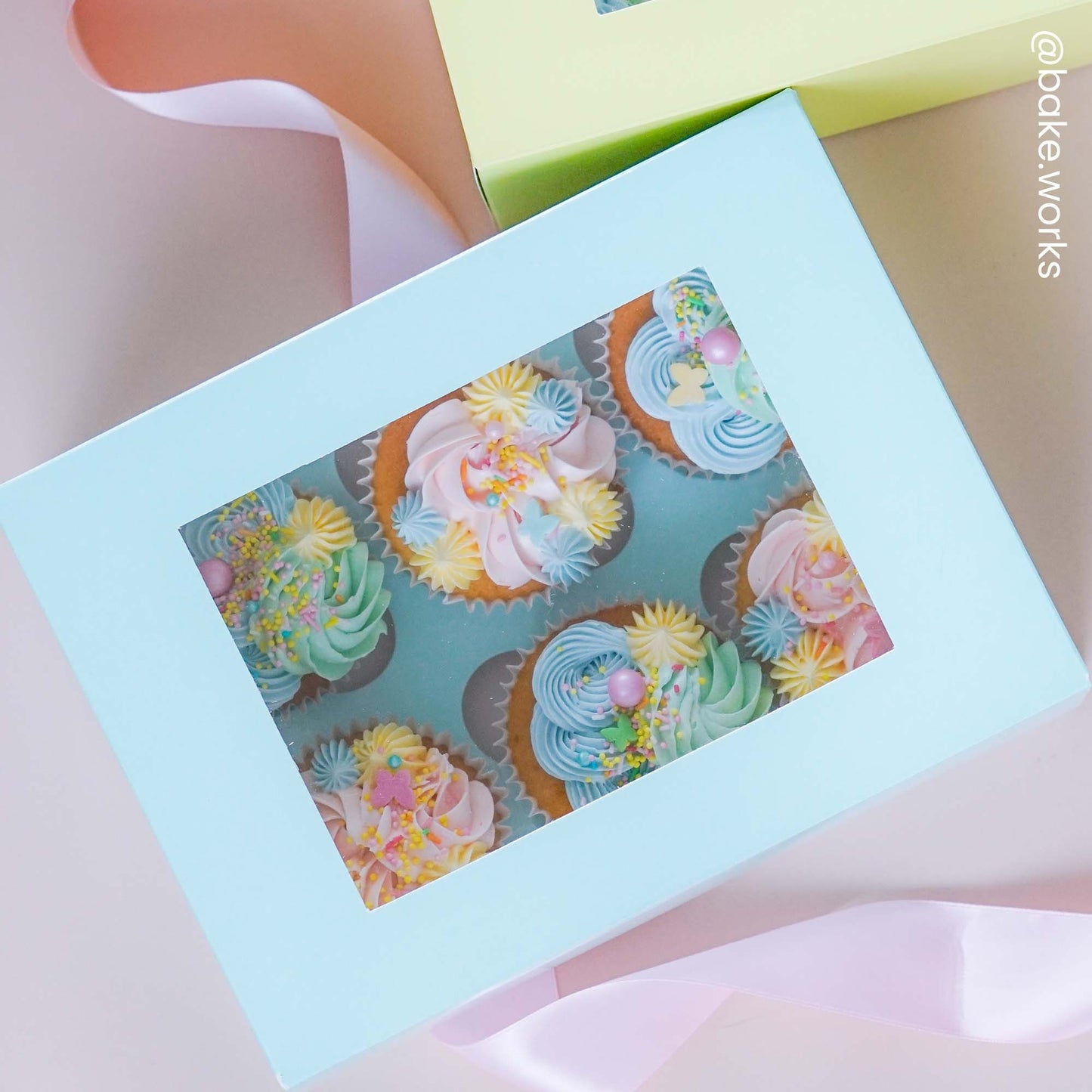 4" Deep Duck Egg Blue Luxury Cupcake Box - Holds 6