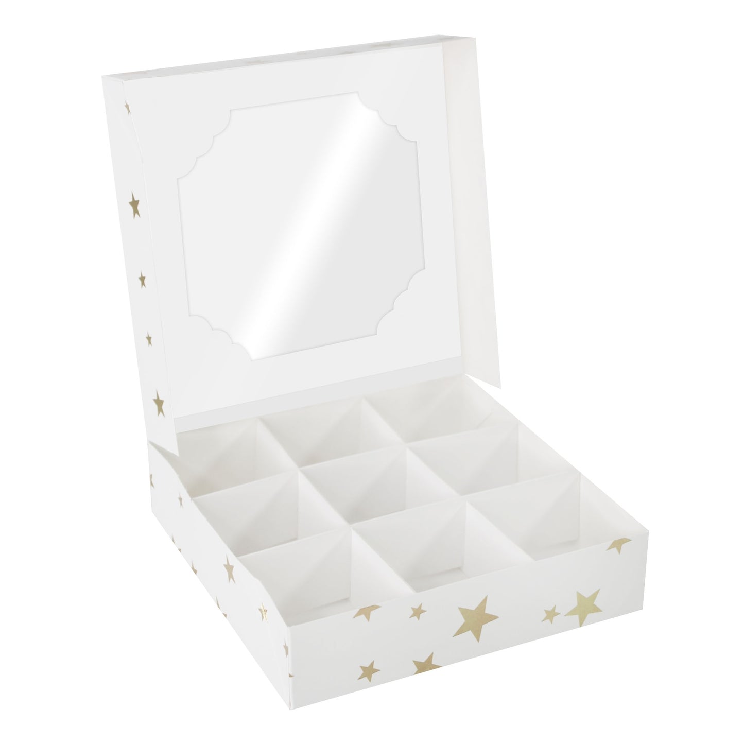 Gold Stars Window Treat Boxes & Inserts - 9 Cavities