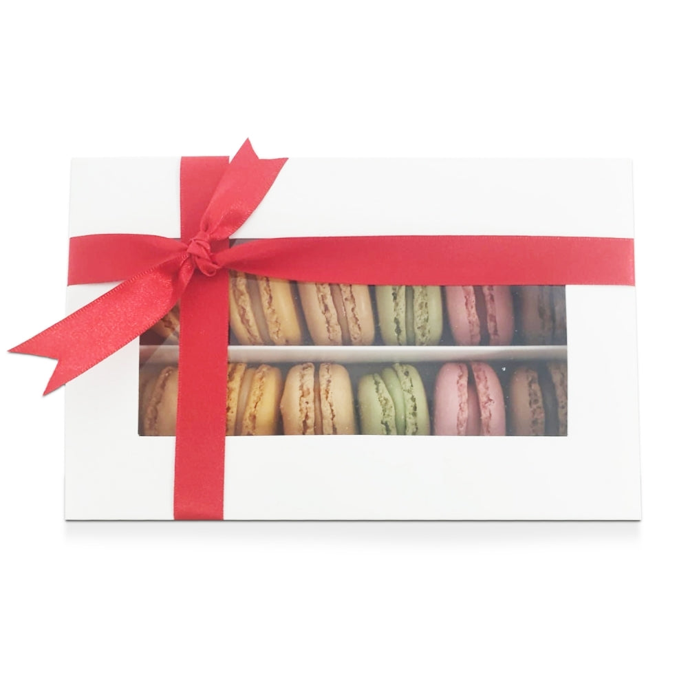 Holds 12 Luxury Satin White Macaron Box With Sleeve