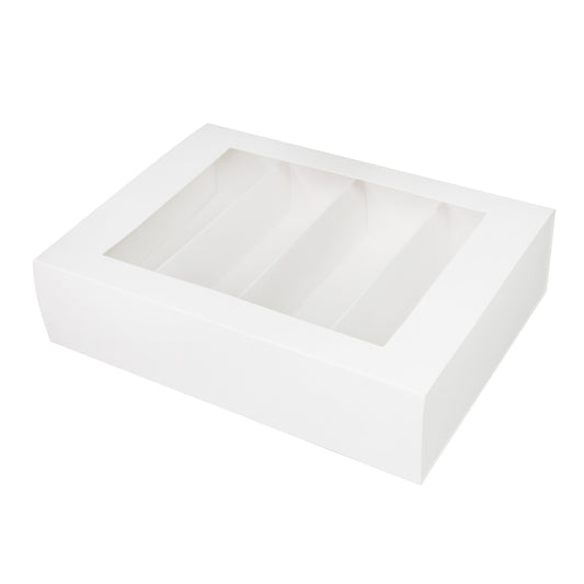 Holds 24 Luxury Satin White Macaron Box With Sleeve