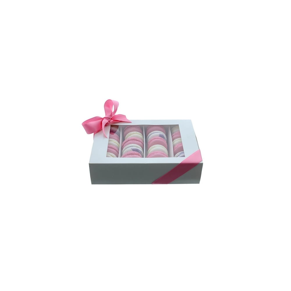 Holds 24 Luxury Satin White Macaron Box With Sleeve