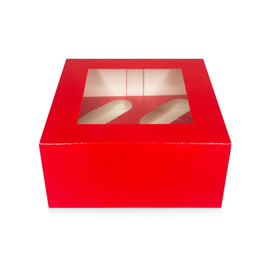 Holds 4 Luxury Satin Cupcake Box - Red