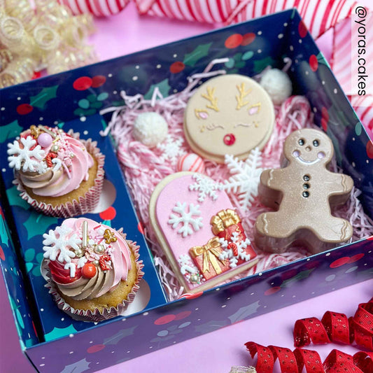Holly & Berries Hamper & Cupcake Box - Pack Of 2