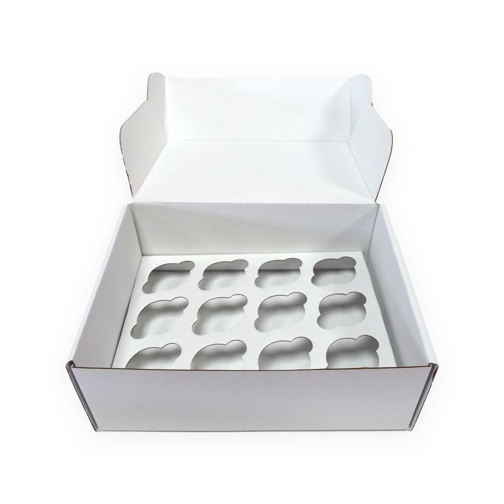 Mini White Corrugated Cupcake Box