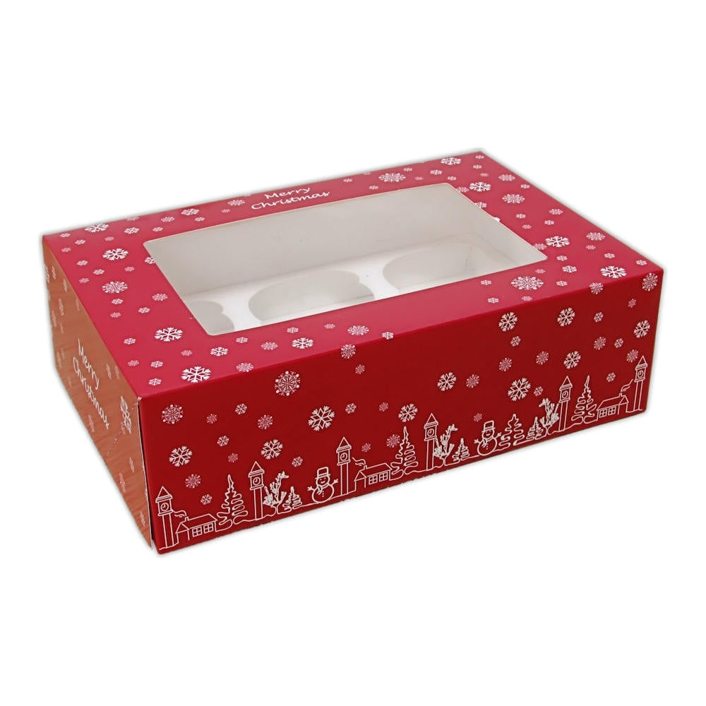 Red Christmas Cupcake Box With Window