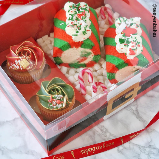 Santa Hamper & Cupcake Box - Pack Of 2
