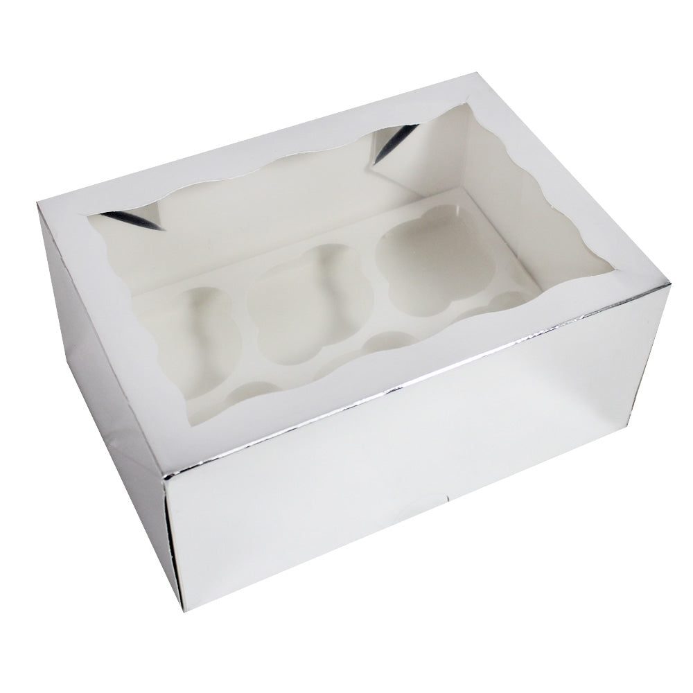 Silver Luxury Cupcake Box With Window