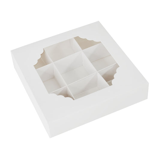 White Window Treat Boxes & Inserts - 9 Cavities