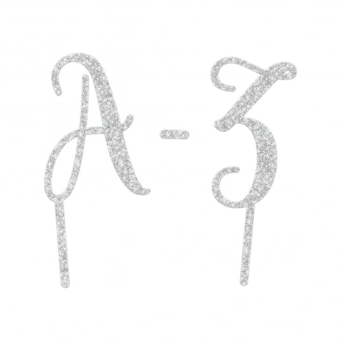 MAKE A WISH - Silver Glitter Alphabet Acrylic Cake Topper