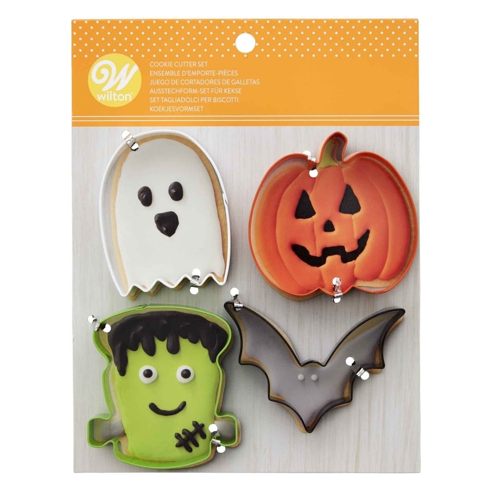 WILTON - Bat, Pumpkin, Ghost & Monster - Metal Cookie Cutter Set of 4